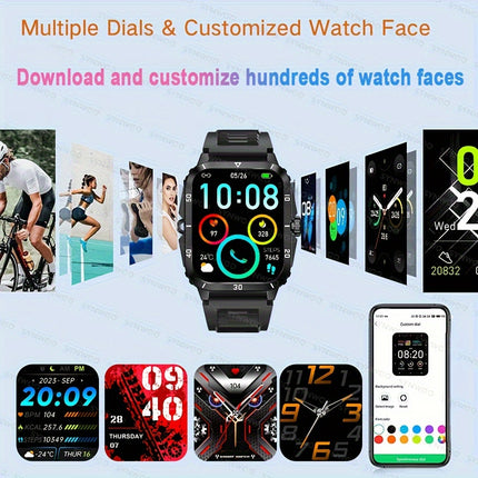 1pc Smart Watch, 1.96" HD Screen Voice Calling 430mHA Large Battery Watch, 100+Sport Mode Smart Bracelet, 3ATM Swimming Waterproof Smart Watch For Android And IPhone, Best Gifts