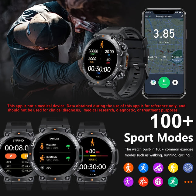 Mens Smart Watch - Seamless Wireless Calling & Message Alerts, HD Touchscreen, Health Tracker, Sport-Ready - Universally Compatible with Smartphones