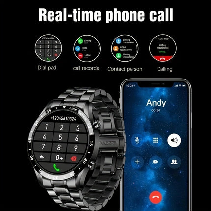 LIGE 2023 Full Circle Touch Screen Steel Band Call Man Smart Watch Waterproof Sports Activity Fitness Smartwatch For Men