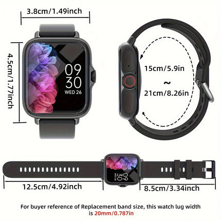 Multifunctional Sports Smart Watch For Men & Women, 1.83'' Full Touch Screen With Wireless Calling & Messaging, Pedometer, Android-Compatible, Casual Style, Gift Idea