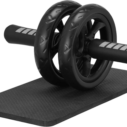 H&S Ab Roller for Strength Training Equipment - Roller Wheel for Abs with Extra Thick Knee Pad Mat - with Double Sliding Wheels