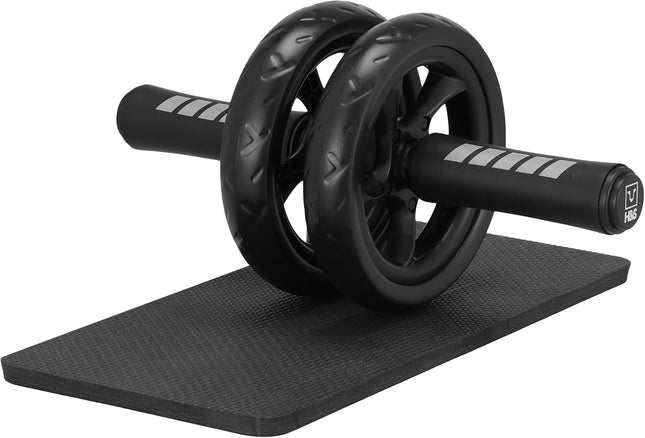 H&S Ab Roller for Strength Training Equipment - Roller Wheel for Abs with Extra Thick Knee Pad Mat - with Double Sliding Wheels