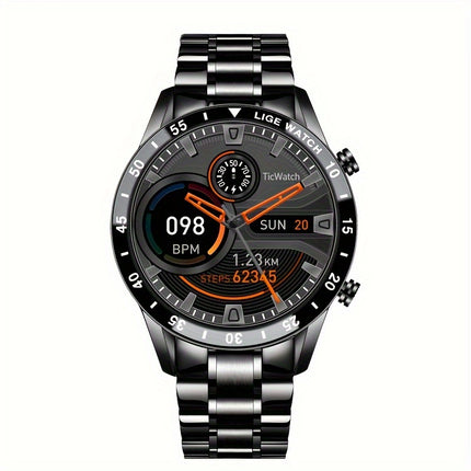 LIGE 2023 Full Circle Touch Screen Steel Band Call Man Smart Watch Waterproof Sports Activity Fitness Smartwatch For Men