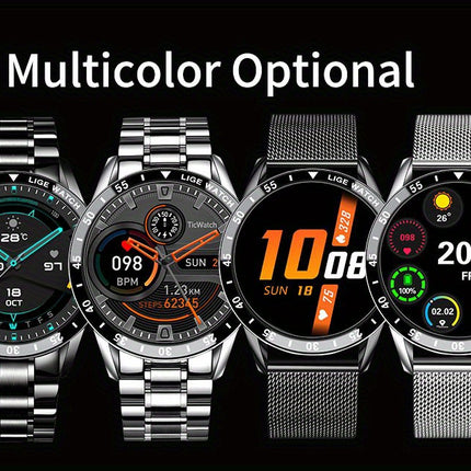 LIGE 2023 Full Circle Touch Screen Steel Band Call Man Smart Watch Waterproof Sports Activity Fitness Smartwatch For Men