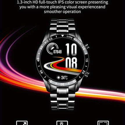 LIGE 2023 Full Circle Touch Screen Steel Band Call Man Smart Watch Waterproof Sports Activity Fitness Smartwatch For Men