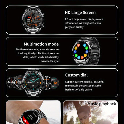 LIGE 2023 Full Circle Touch Screen Steel Band Call Man Smart Watch Waterproof Sports Activity Fitness Smartwatch For Men