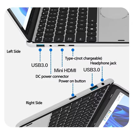 11inch Yoga Touch Screen Laptop Intel N100 Quad Core DDR4 32GB RAM 1TB SSD 360 Degree Rotating Slim Notebook Computer Laptops