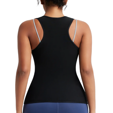 Women's Sleeveless Sauna Suit Zipper Waist Trainer Vest Sweat Tank Top Shaper Tummy Control for Weight Loss Ladies Gym Clothing