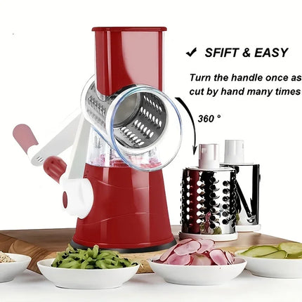 Multifunctional Drum Vegetable Slicer Hand Crank Home Kitchen Chopper Potato Grater Cheese Grinder with Interchangeable Blades