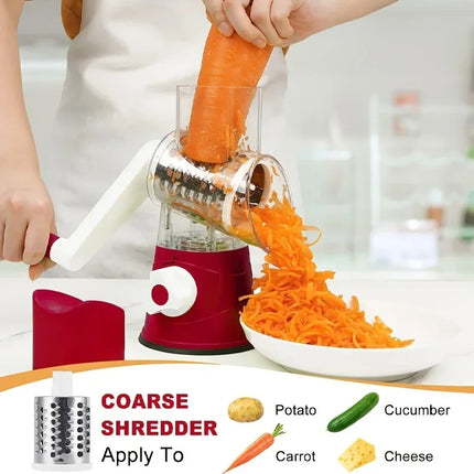 Multifunctional Drum Vegetable Slicer Hand Crank Home Kitchen Chopper Potato Grater Cheese Grinder with Interchangeable Blades