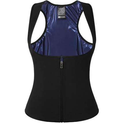 Women's Sleeveless Sauna Suit Zipper Waist Trainer Vest Sweat Tank Top Shaper Tummy Control for Weight Loss Ladies Gym Clothing