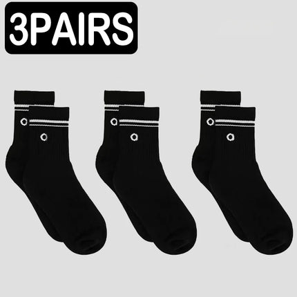 4 Pairs Fashion Alphabet Printed Yoga Mid Tube Socks Unisex Pure Cotton Sweat Absorbing Breathable Classic Outdoor Leisure Daily