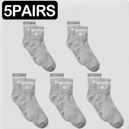 4 Pairs Fashion Alphabet Printed Yoga Mid Tube Socks Unisex Pure Cotton Sweat Absorbing Breathable Classic Outdoor Leisure Daily