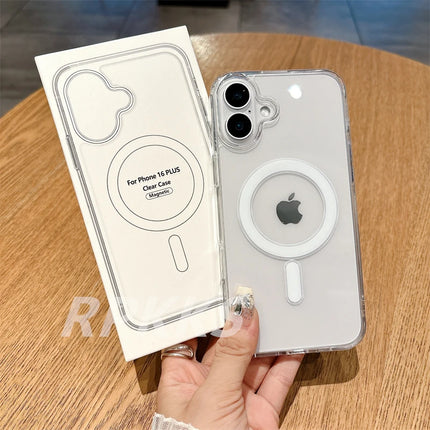 Crystal HD Transparent For Magsafe Magnetic Wireless Charge Case For iphone 11 12 13 14 15 16 Pro Max XR X S 7 8 Plus Hard Cover