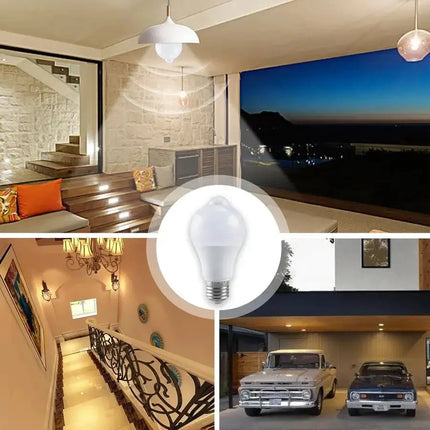 PIR Motion Sensor LED Light Bulb 12W E27 Smart Bulb Motion Activated ON/OFF Home Lights Lamp with Motion Sensor for Home Stair