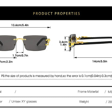 Fashion Rimless Sunglasses Women Men Cheetah Decoration Rectangular Brand Designer Sun Glasses