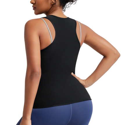 Women's Sleeveless Sauna Suit Zipper Waist Trainer Vest Sweat Tank Top Shaper Tummy Control for Weight Loss Ladies Gym Clothing