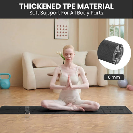 Good Nite 6mm TPE Yoga Mat - Non-Slip with Alignment Lines for Pilates, Fitness & Gym, Includes Strap (183x61cm)