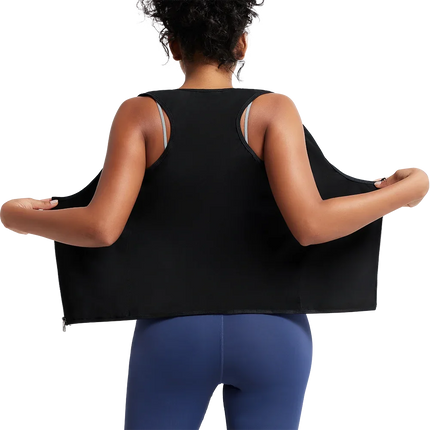 Women's Sleeveless Sauna Suit Zipper Waist Trainer Vest Sweat Tank Top Shaper Tummy Control for Weight Loss Ladies Gym Clothing