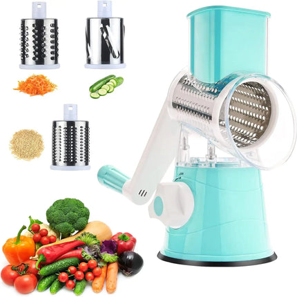 Multifunctional Drum Vegetable Slicer Hand Crank Home Kitchen Chopper Potato Grater Cheese Grinder with Interchangeable Blades