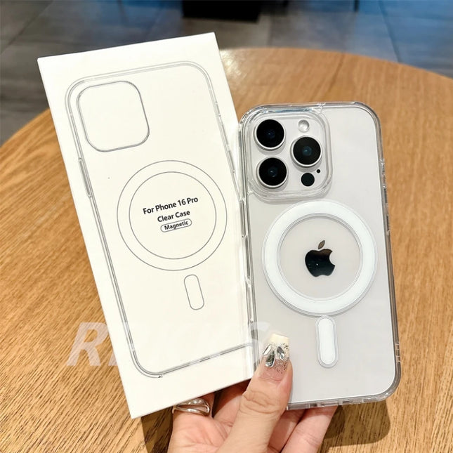 Crystal HD Transparent For Magsafe Magnetic Wireless Charge Case For iphone 11 12 13 14 15 16 Pro Max XR X S 7 8 Plus Hard Cover