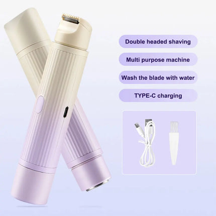 2in1 Electric Razors for Women Bikini Trimmer Facial Mustache Shavers for Ladies Body Underarms Legs Portable Painless Epilator