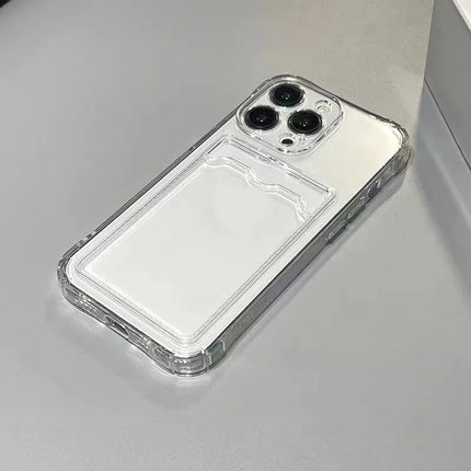 Shockproof Clear Phone Case for iPhone 15 14 13 12 11 Pro Protection Back Card Pocket Cover