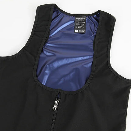 Women's Sleeveless Sauna Suit Zipper Waist Trainer Vest Sweat Tank Top Shaper Tummy Control for Weight Loss Ladies Gym Clothing
