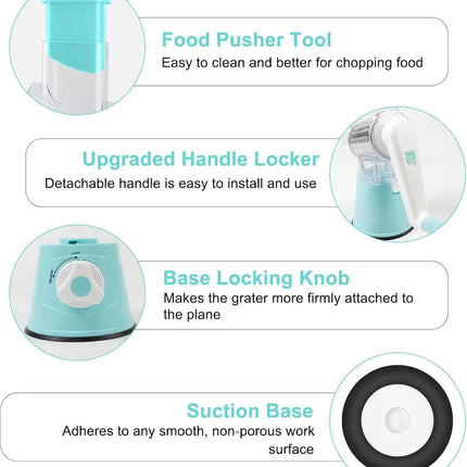 Multifunctional Drum Vegetable Slicer Hand Crank Home Kitchen Chopper Potato Grater Cheese Grinder with Interchangeable Blades