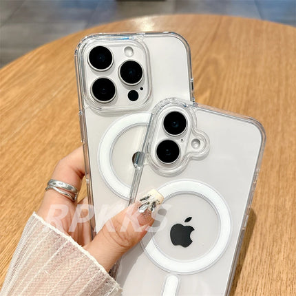 Crystal HD Transparent For Magsafe Magnetic Wireless Charge Case For iphone 11 12 13 14 15 16 Pro Max XR X S 7 8 Plus Hard Cover