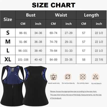 Women's Sleeveless Sauna Suit Zipper Waist Trainer Vest Sweat Tank Top Shaper Tummy Control for Weight Loss Ladies Gym Clothing