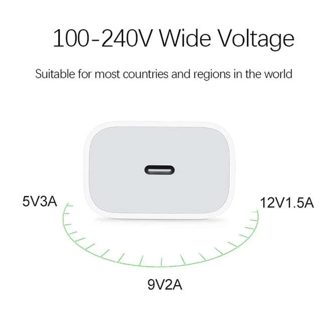 Original 20W USB-C Power Adapter For iphone 16 15 14 13 mini Pro Max Type C fast charger for Apple Cable for iPhone X 11 12 Plus