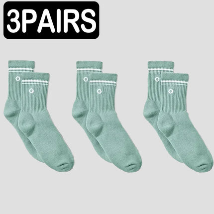 4 Pairs Fashion Alphabet Printed Yoga Mid Tube Socks Unisex Pure Cotton Sweat Absorbing Breathable Classic Outdoor Leisure Daily
