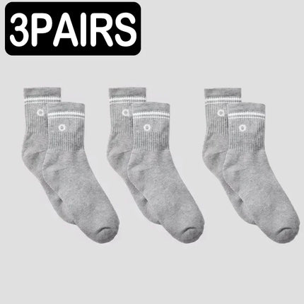 4 Pairs Fashion Alphabet Printed Yoga Mid Tube Socks Unisex Pure Cotton Sweat Absorbing Breathable Classic Outdoor Leisure Daily