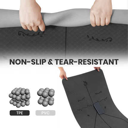 Good Nite 6mm TPE Yoga Mat - Non-Slip with Alignment Lines for Pilates, Fitness & Gym, Includes Strap (183x61cm)