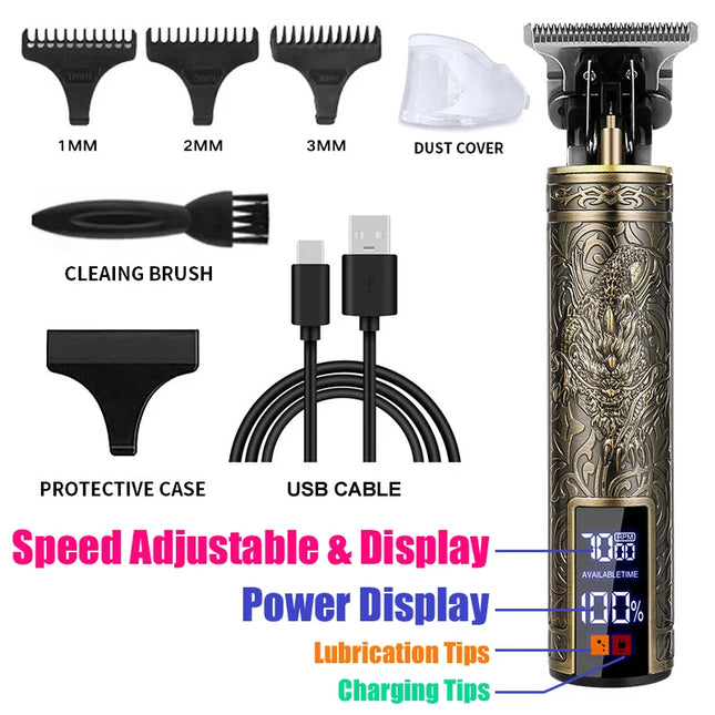 Electric Vintage Shaver Barber Cordless Hair Cutting Machine USB Charging Hair Trimmer Portable Hair Clipper Suitable For Men