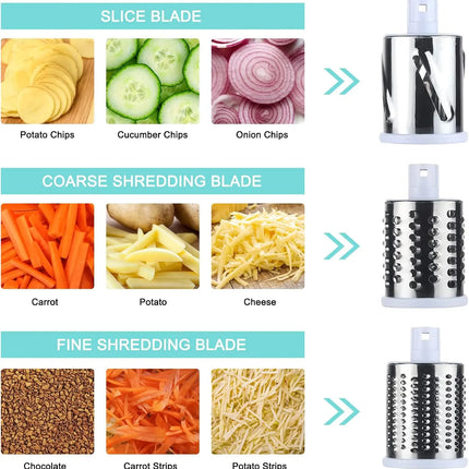 Multifunctional Drum Vegetable Slicer Hand Crank Home Kitchen Chopper Potato Grater Cheese Grinder with Interchangeable Blades