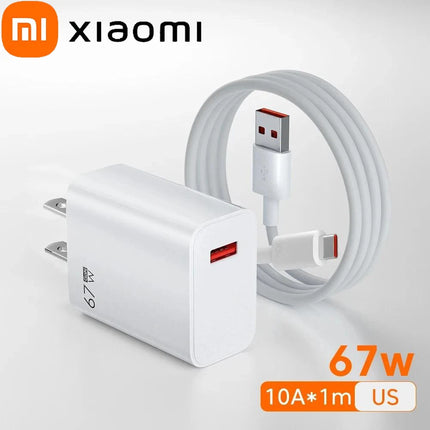 Xiaomi 67W USB Fast Charger For Xiaomi 14 13 12 11 10 Ultra Redmi Note 12T 13 Pro Turbo Quick Charge Type C USB Charging Cable
