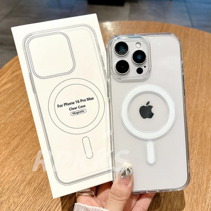 Crystal HD Transparent For Magsafe Magnetic Wireless Charge Case For iphone 11 12 13 14 15 16 Pro Max XR X S 7 8 Plus Hard Cover