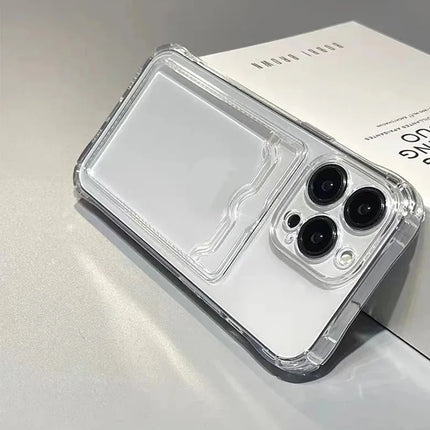 Shockproof Clear Phone Case for iPhone 15 14 13 12 11 Pro Protection Back Card Pocket Cover