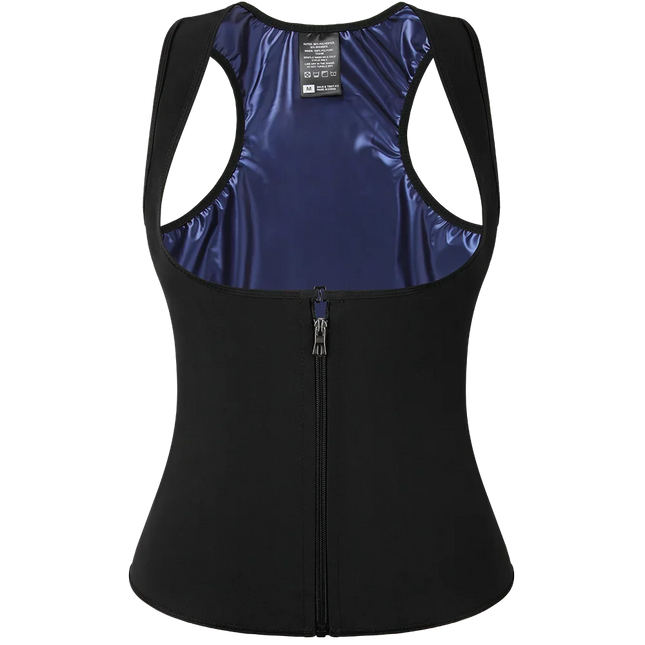 Women's Sleeveless Sauna Suit Zipper Waist Trainer Vest Sweat Tank Top Shaper Tummy Control for Weight Loss Ladies Gym Clothing