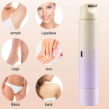 2in1 Electric Razors for Women Bikini Trimmer Facial Mustache Shavers for Ladies Body Underarms Legs Portable Painless Epilator