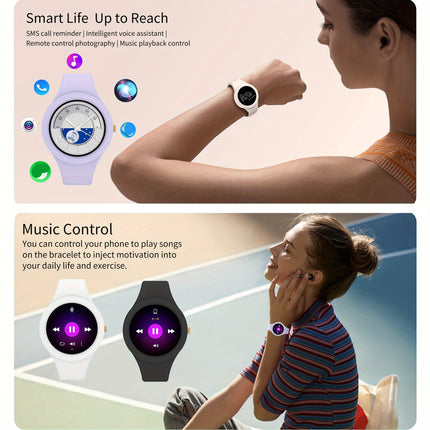 Fashion Smart Watch For Women 2024 New Arrivals 1.2Inch Round Screen Ladies Wristwatches Outdoor Exercise Fitness Tracker Multiple Sports Mode Steps Calories Sleep Monitoring Music Control Message Push Wireless Call Smartwatc