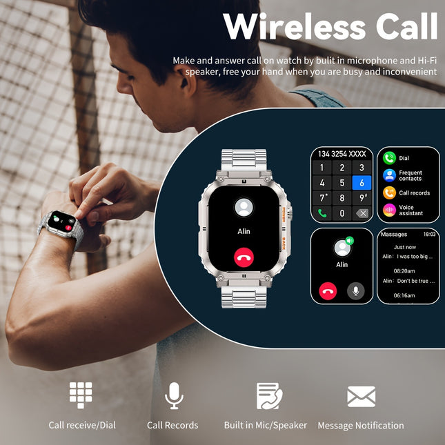 LIGE Smart Watch Wireless Call For Women Men, 1.96" HD Display, Multi Sports Modes, Voice Assistant, Weather Forecast, Calorie Monitoring, Sports Pedometer Watch For Android IOS
