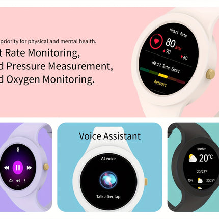 Fashion Smart Watch For Women 2024 New Arrivals 1.2Inch Round Screen Ladies Wristwatches Outdoor Exercise Fitness Tracker Multiple Sports Mode Steps Calories Sleep Monitoring Music Control Message Push Wireless Call Smartwatc