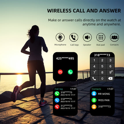 Multifunctional Sports Smart Watch For Men & Women, 1.83'' Full Touch Screen With Wireless Calling & Messaging, Pedometer, Android-Compatible, Casual Style, Gift Idea