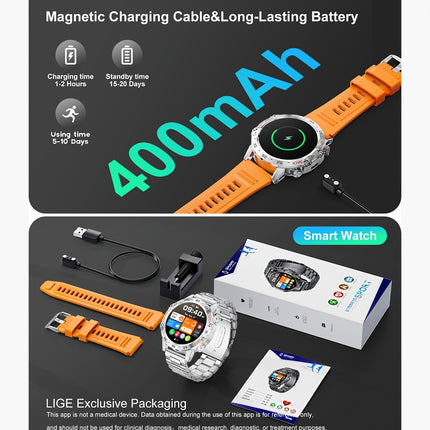 LIGE HD Smart Watch - Stylish Wrist Watches for Women Men with Wireless Call, 1.39" High-Definition Display, Multi-Sports Modes, Information Alerts, Sedentary Reminders, Music Control, Sports Pedometer, and Heart Rate Monitor